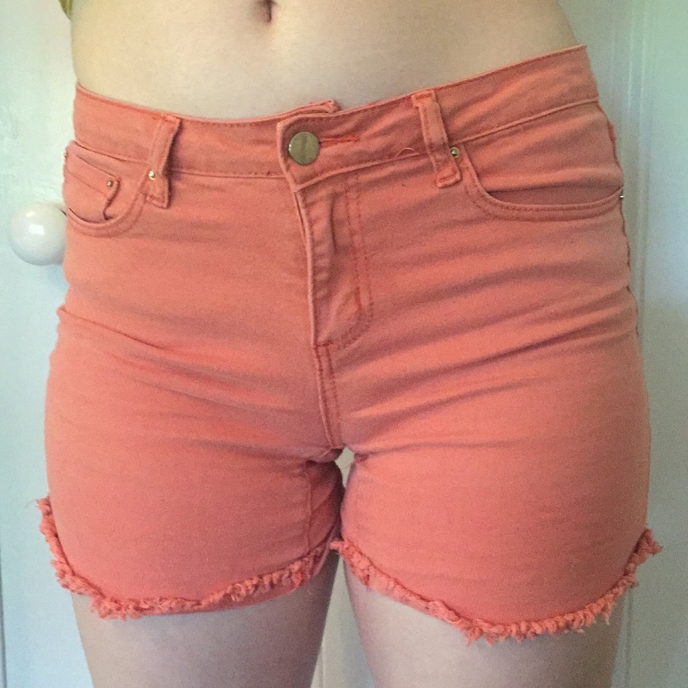 Orange jean shorts